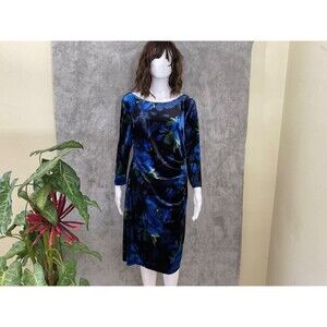 Jessica Howard Velvet Long Sleeve Dark velvet cocktail Dress Plus Size 16